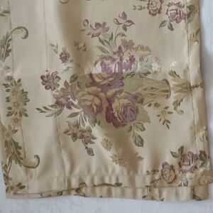 2 valances jacquard Damask golden French Garden Roses floral embroidery